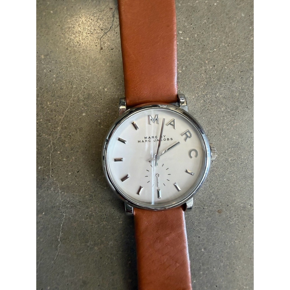 Marc by Marc Jacobs Baker MBM1265 Watch Brown Leather 36mm Needs Battery